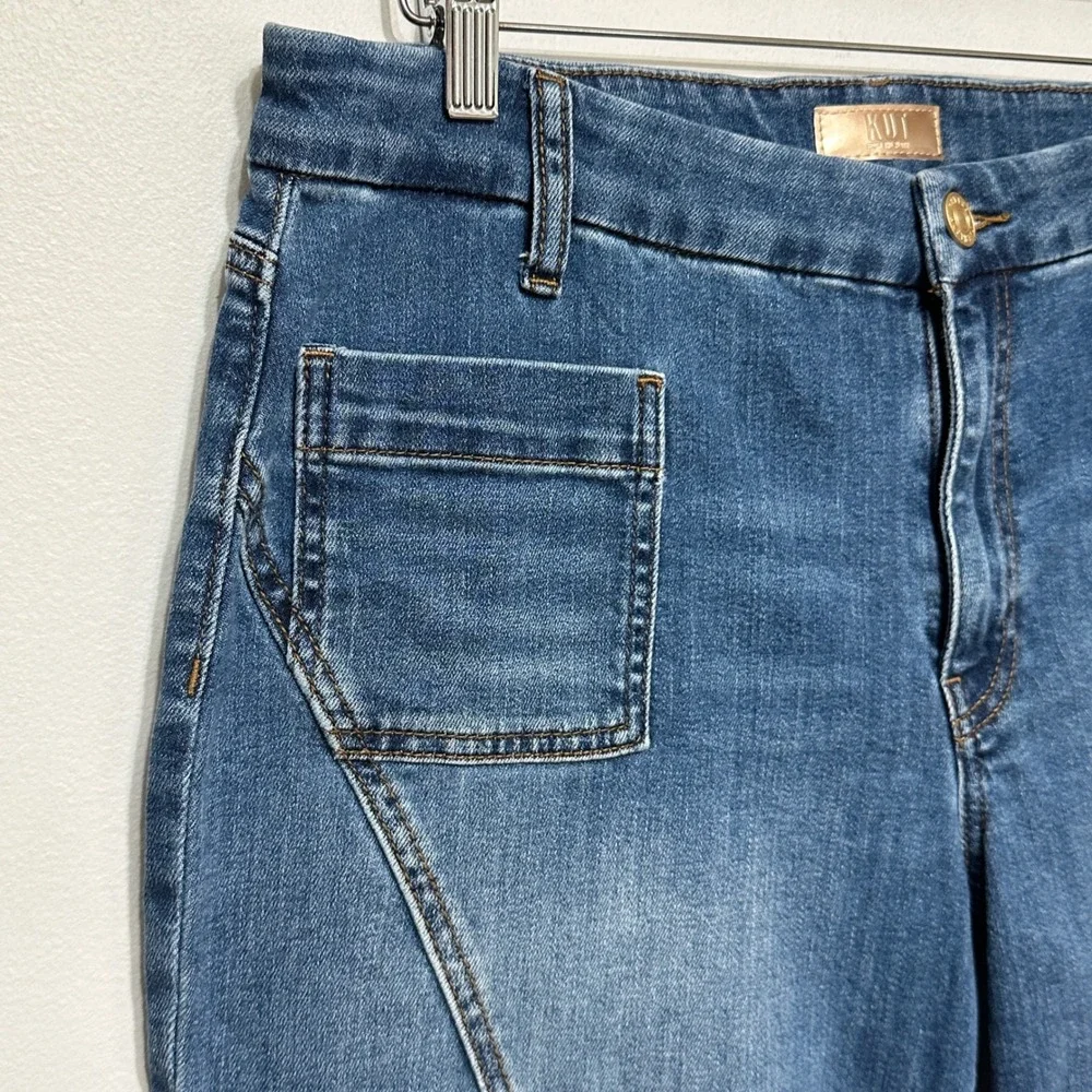 Kut from the Kloth Charlotte High Rise Wide Leg Crop Jeans 12P Blue Denim Casual